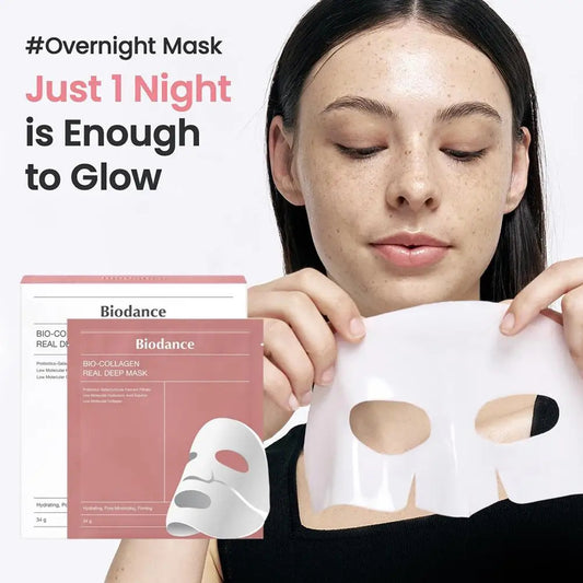01 Pc Bio-Collagen Real Deep Mask, Hydrating Over Night, Facial Sheet Mask, Pore Minimising, Firming, Collagen Mask, Hydrating Overnight Skin Care Mask - 36gram