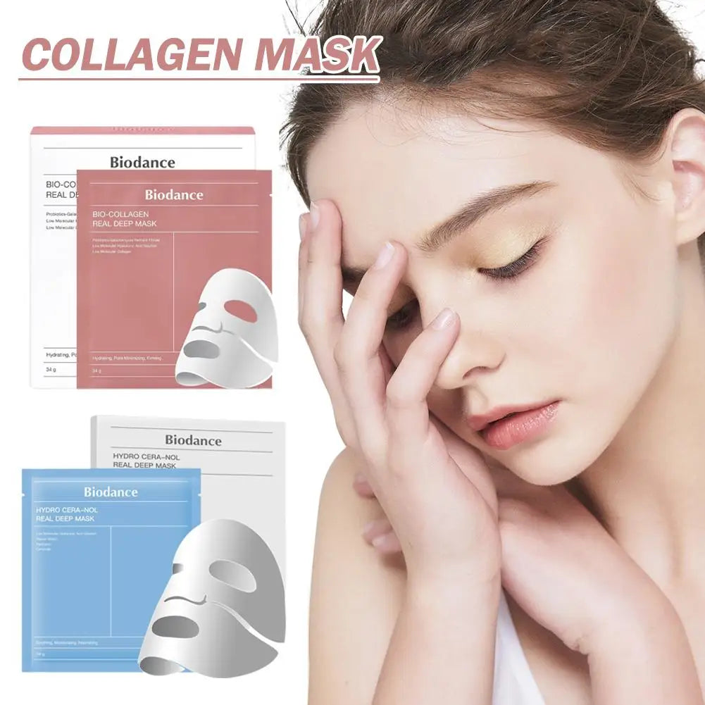 01 Pc Bio-Collagen Real Deep Mask, Hydrating Over Night, Facial Sheet Mask, Pore Minimising, Firming, Collagen Mask, Hydrating Overnight Skin Care Mask - 36gram