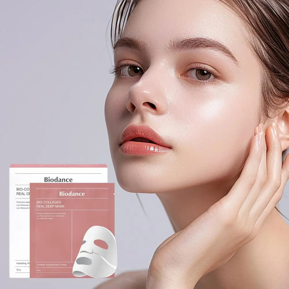 01 Pc Bio-Collagen Real Deep Mask, Hydrating Over Night, Facial Sheet Mask, Pore Minimising, Firming, Collagen Mask, Hydrating Overnight Skin Care Mask - 36gram