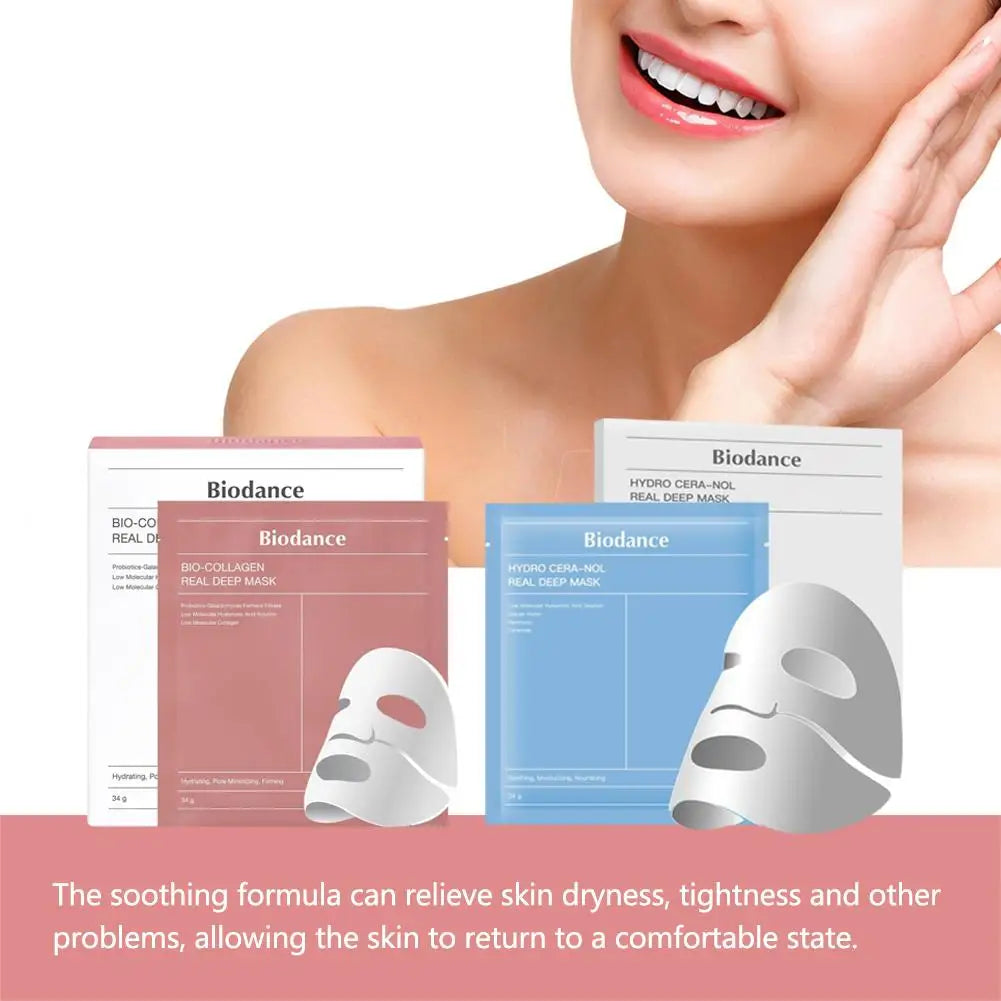 01 Pc Bio-Collagen Real Deep Mask, Hydrating Over Night, Facial Sheet Mask, Pore Minimising, Firming, Collagen Mask, Hydrating Overnight Skin Care Mask - 36gram