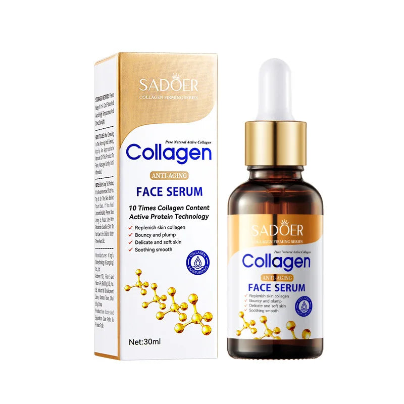 SADOER Collagen Serum Skincare Facial Essence Liquid Firming Moisturizing Soothing Nourishing Face Serum Skin Care - 30 Ml